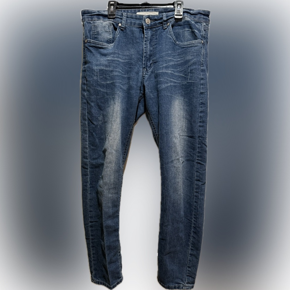 Refinery Republic men’s antiqued denim mid blue straight leg jeans 32 x 30